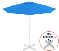 Зонт пляжный со стационарной базой Kiwi Clips&Base белый, голубой